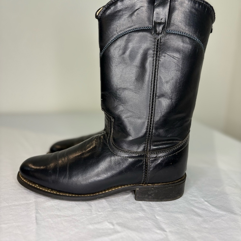 Vintage Leather Black Western Boots - Picture 3 of 7